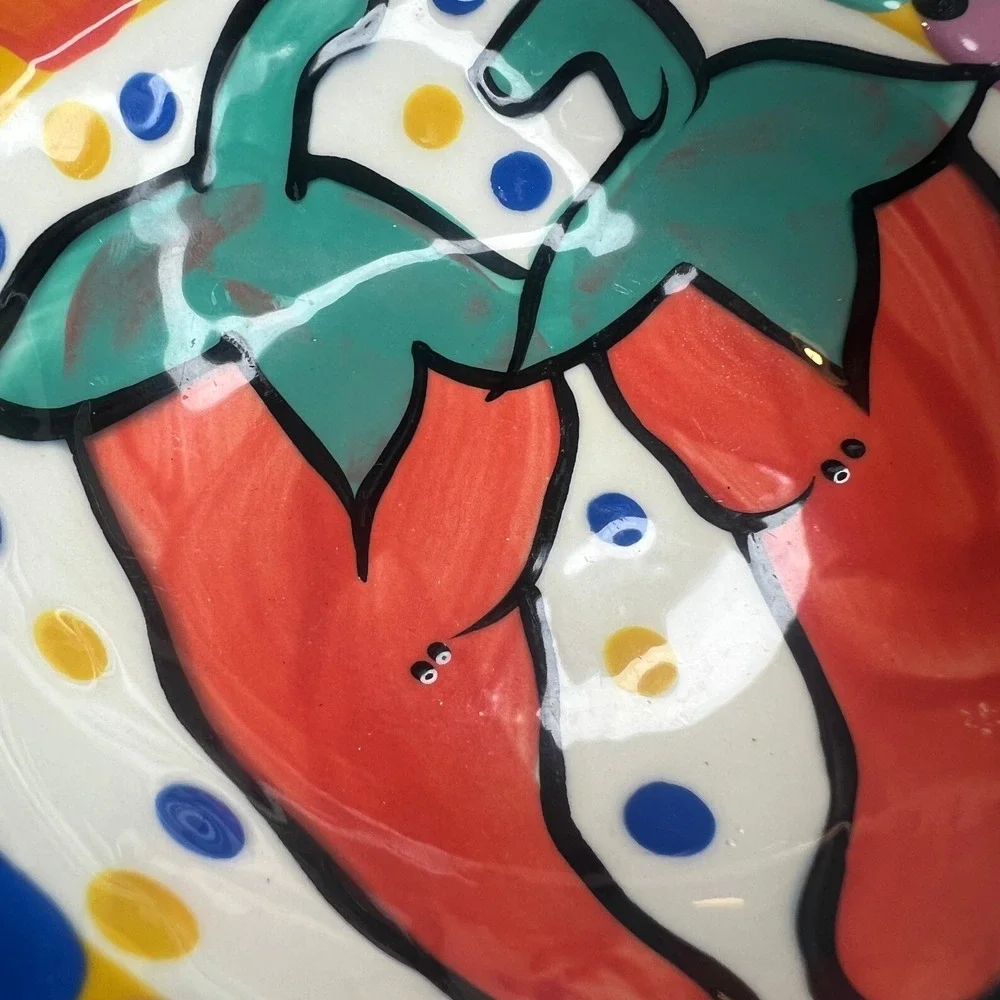 Bubany Tucson Handpainted Chili Pepper Ceramic Bowl Southwestern Folk Art 7in
